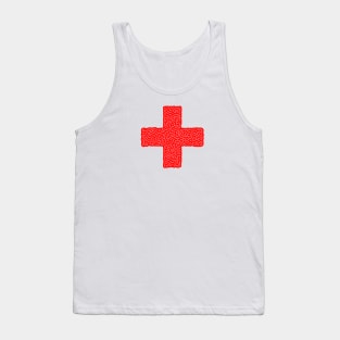 Red Cross Symbol in Abstract Fill Pattern Texture Tank Top